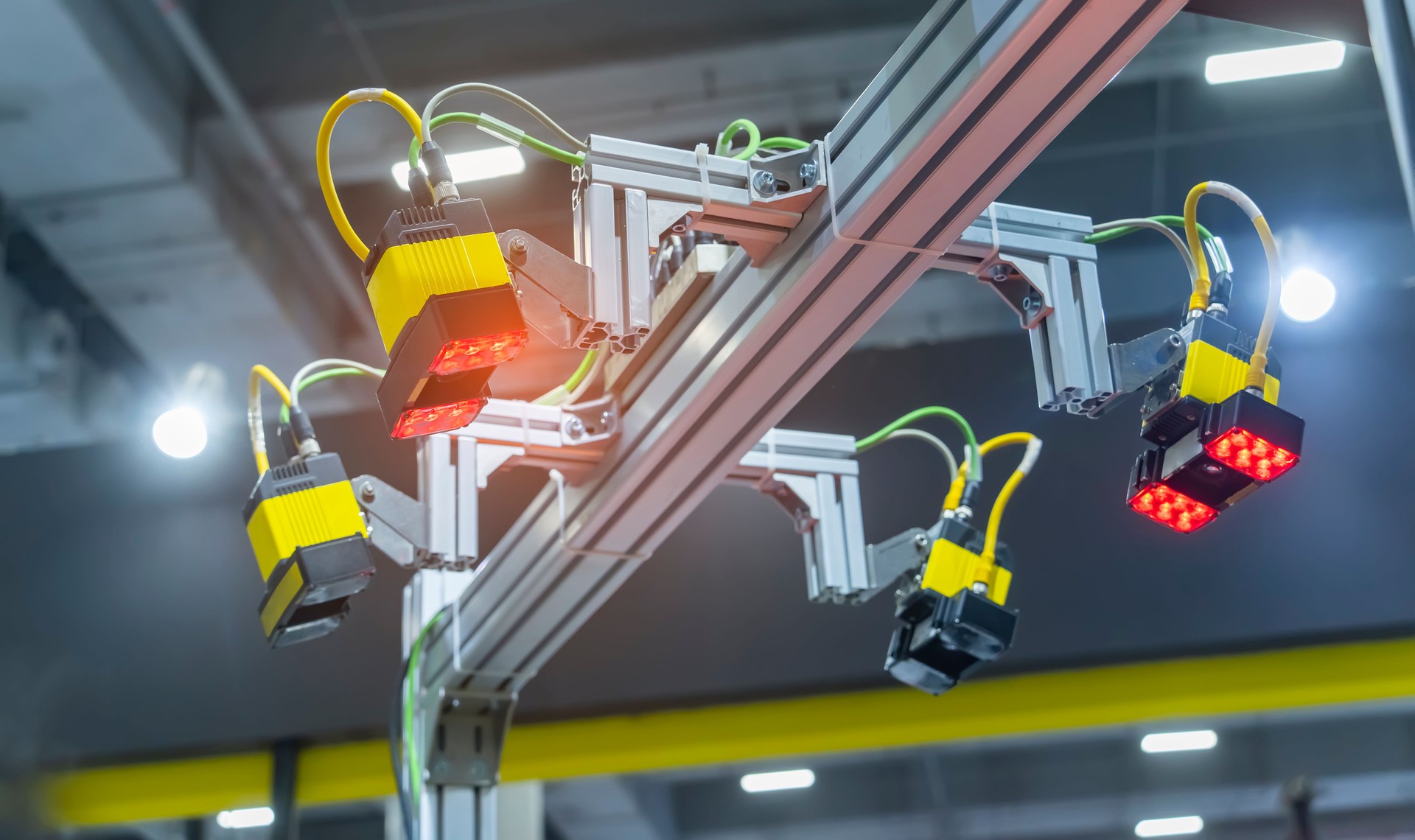 smart robot in manufacturing industry for industry 4.0 and technology concept. Robotic vision sensor camera system.